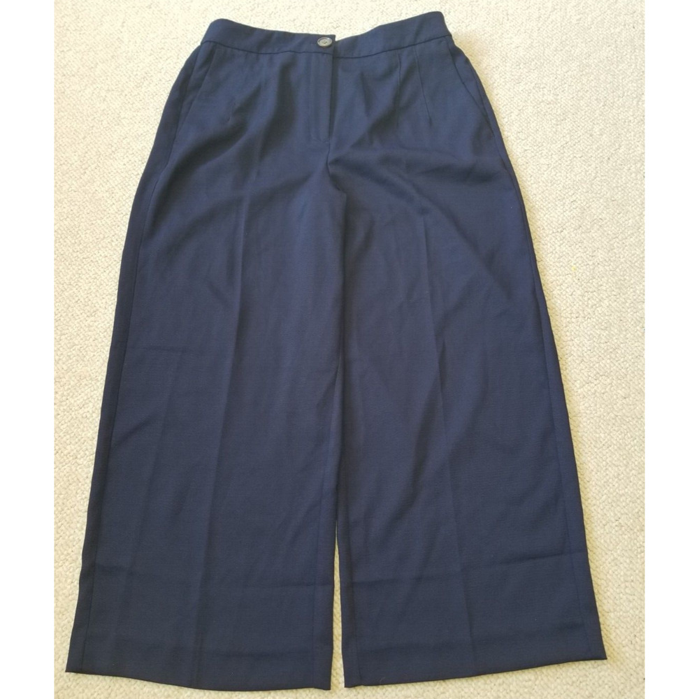 Womens Pants-CHICO'S-navy blue cropped wide leg flowy elastic waist-0.5 (6/8)